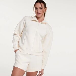 CALIA Women's Soft Scuba Light Cream Full-Zip Hoodie Jacket Size 1X